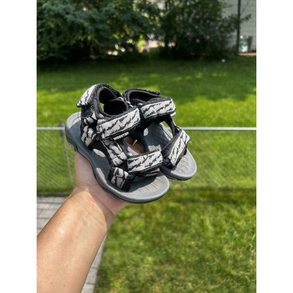 Weestep Toddler Sandals Size 6 Black Gray Hook & Loop Outdoor Shoes